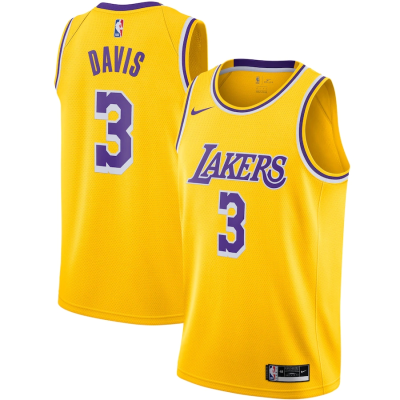 Men's Los Angeles Lakers Anthony Davis #3 Gold Icon Swingman Jersey 2022/23 - acejersey