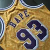 Men's Los Angeles Lakers BAPE #93 Yellow Hardwood Classics Swingman Jersey - acejersey