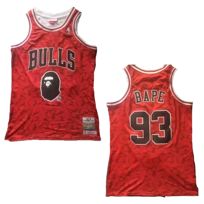 Men's Chicago Bulls BAPE #93 Red Hardwood Classics Swingman Jersey - acejersey