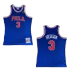 Men's Philadelphia 76ers Iverson #3 Blue Hardwood Classics Jersey 1996/97 - acejersey