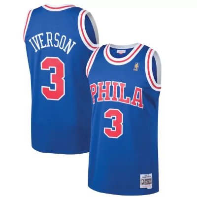 Men's Philadelphia 76ers Iverson #3 Blue Hardwood Classics Jersey 1996/97 - acejersey