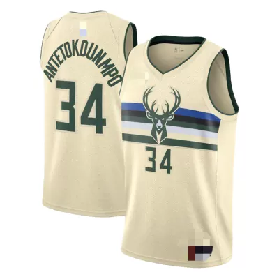 Men's Milwaukee Bucks Giannis Antetokounmpo #34 Cream Swingman Jersey - City Edition - acejersey