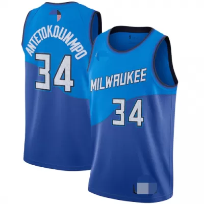 Men's Milwaukee Bucks Giannis Antetokounmpo #34 Blue 2020/21 Swingman Jersey - City Edition - acejersey