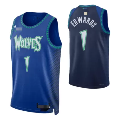 Men's Minnesota Timberwolves Anthony Edwards #1 Blue 2021/22 Swingman Jersey - City Edition - acejersey