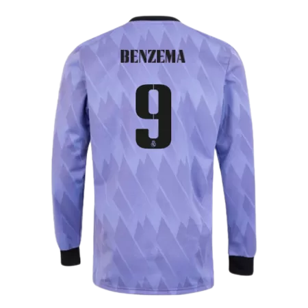 Men's Real Madrid BENZEMA #9 Away Long Sleeve Soccer Jersey 2022/23 - acejersey
