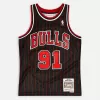 Men's Chicago Bulls Dennis Rodman #91 Black Hardwood Classics Swingman Jersey 1995/96 - acejersey