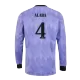 Men's Real Madrid ALABA #4 Away Long Sleeve Soccer Jersey 2022/23 - acejersey