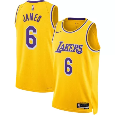 Men's Los Angeles Lakers LeBron James #6 Gold Swingman Jersey 2022/23 - Icon Edition - acejersey