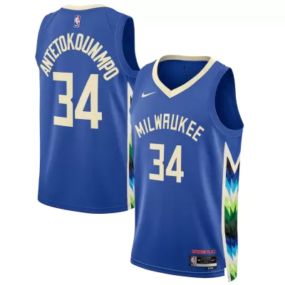 Men's Milwaukee Bucks Giannis Antetokounmpo #34 Blue Swingman Jersey 2022/23 - City Edition - acejersey