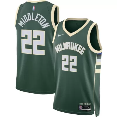 Men's Milwaukee Bucks Khris Middleton #22 Hunter Green Swingman Jersey 22/23 - Icon Edition - acejersey