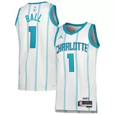 Men's Charlotte Hornets Ball #1 White Swingman Jersey 2022/23 - Association Edition - acejersey