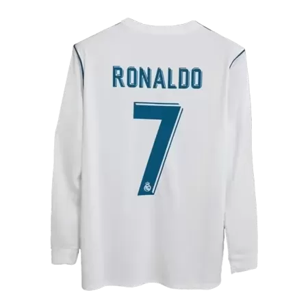 Real Madrid RONALDO #7 Home Retro Soccer Jersey Long Sleeve 2017/18 - acejersey
