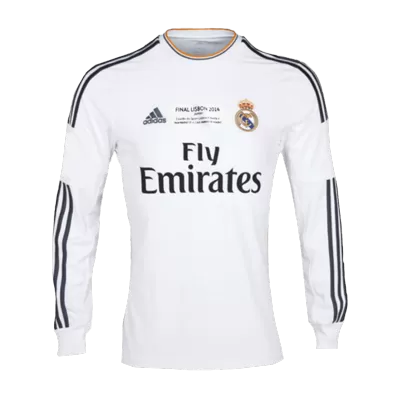 Real Madrid Home Retro Soccer Jersey Long Sleeve 2013/14 - UCL - acejersey