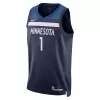 Men's Minnesota Timberwolves Anthony Edwards #1 Navy Swingman Jersey 2022/23 - Icon Edition - acejersey