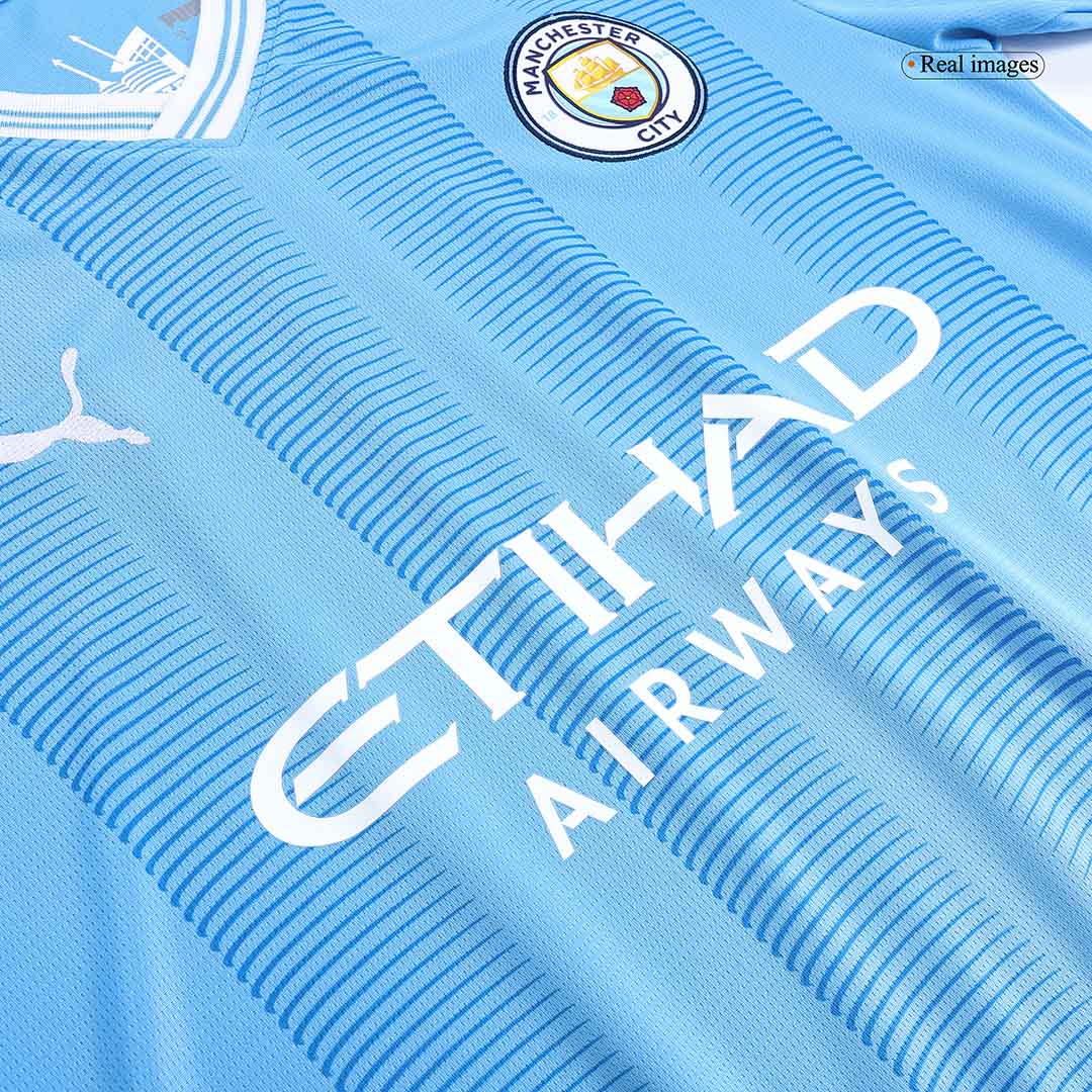  Manchester City FC Men's 2023/24 Authentic Home Soccer Jersey -  Slim Fit - Team Light Blue - Size: S : Sports & Outdoors