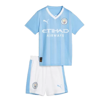 Kid's Manchester City Home Jerseys Kit(Jersey+Shorts) 2023/24 - acejersey