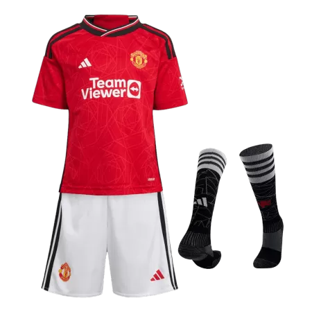 Kid's Manchester United Home Jersey Full Kit 2023/24 - acejersey