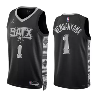 Men's San Antonio Spurs Victor Wembanyama #1 Black Swingman Jersey 2022/23 - Statement Edition - acejersey