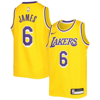 Youth Los Angeles Lakers LeBron James #6 Gold Swingman Jersey 2022/23 - Icon Edition - acejersey