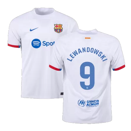 Men's Barcelona LEWANDOWSKI #9 Away Soccer Jersey 2023/24 - Fans Version - acejersey
