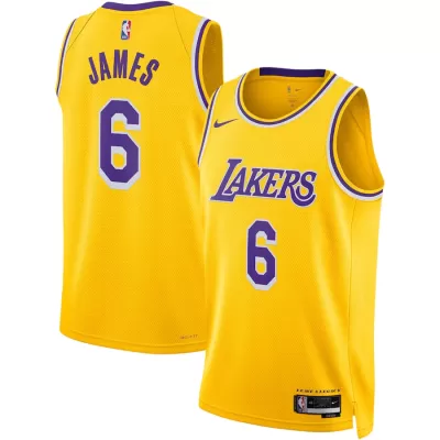 Men's Los Angeles Lakers LeBron James #6 Yellow Swingman Jersey 2022/23 - Association Edition - acejersey