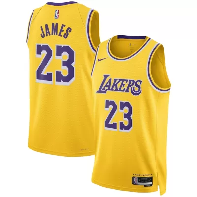 Men's Los Angeles Lakers LeBron James #23 Yellow Swingman Jersey 2022/23 - Association Edition - acejersey