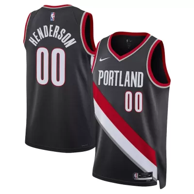 Men's Portland Trail Blazers Scoot Henderson #00 Black Swingman Jersey 2022/23 - Icon Edition - acejersey