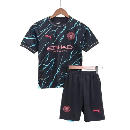 Kid's Manchester City Third Away Jerseys Kit(Jersey+Shorts) 2023/24 - acejersey
