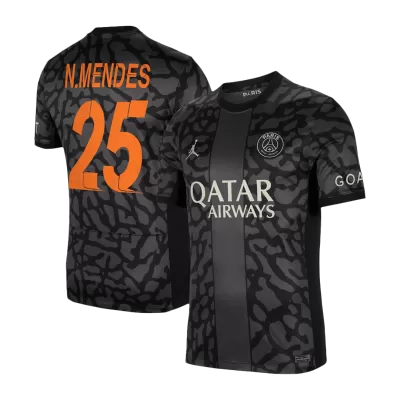 Men's PSG N.MENDES #25 Third Away Soccer Jersey 2023/24 UCL - Fans Version - acejersey