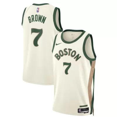 Men's Boston Celtics Jaylen Brown #7 White Swingman Jersey 2023/24 - City Edition - acejersey