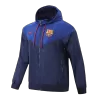 Barcelona Navy Hoodie Windbreaker Jacket 2023/24 For Adults - acejersey