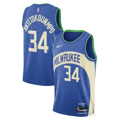 Men's Milwaukee Bucks Giannis Antetokounmpo #34 Blue Swingman Jersey 2023/24 - City Edition - acejersey