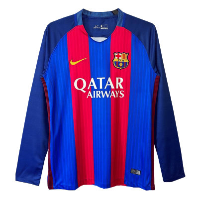 Barcelona Home Retro Long Sleeve Soccer Jersey 2016/17 - acejersey
