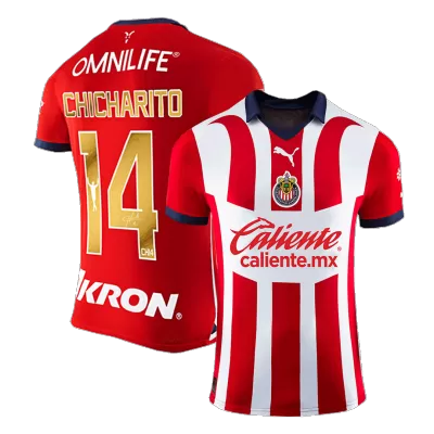 Men's Chivas Gold CHICHARITO #14 Home Soccer Jersey 2023/24 - acejersey