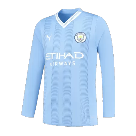 Men's Manchester City Home Long Sleeve Soccer Jersey 2023/24 - acejersey