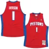 Men's Detroit Pistons Allen Iverson #1 Red Hardwood Classics Swingman Jersey 2008/09 - acejersey