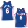 Men's Philadelphia 76ers Julius Erving #6 Blue Hardwood Classics Swingman Jersey 1976/77 - acejersey