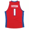 Men's Detroit Pistons Allen Iverson #1 Red Hardwood Classics Swingman Jersey 2008/09 - acejersey