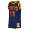 Men's Cleveland Cavaliers LeBron James #23 Navy Hardwood Classics Authentic Jersey 2015/16 - acejersey