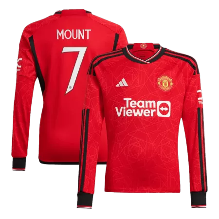 Men's Manchester United MOUNT #7 Home Long Sleeve Soccer Jersey 2023/24 - acejersey