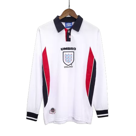 England Home Retro Soccer Jersey Long Sleeve 1998 - acejersey