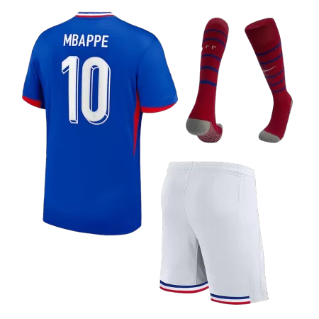 Kid's France MBAPPE #10 Home Jersey Full Kit Euro 2024 - acejersey