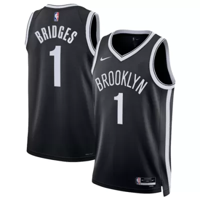 Men's Brooklyn Nets Mikal Bridges #1 Black Swingman Jersey 2022/23 - Icon Edition - acejersey