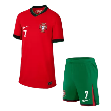 Kid's Portugal RONALDO #7 Home Jerseys Kit(Jersey+Shorts) Euro 2024 - acejersey