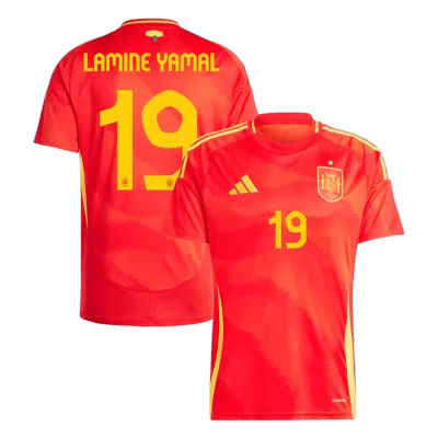 Men's Spain LAMINE YAMAL #19 Home Soccer Jersey Euro 2024 - acejersey