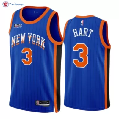 Men's New York Knicks Josh Hart #3 Blue Swingman Jersey 2023/24 - City Edition - acejersey