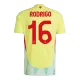 Men's Spain RODRIGO #16 Away Soccer Jersey Euro 2024 - acejersey