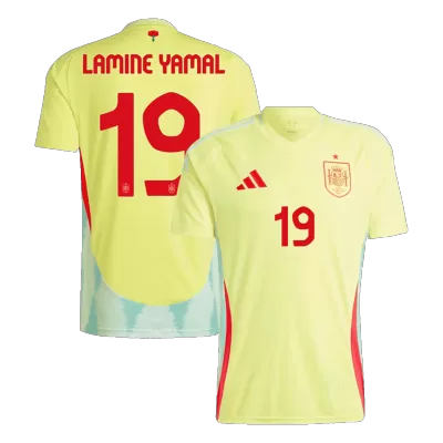 Men's Spain LAMINE YAMAL #19 Away Soccer Jersey Euro 2024 - acejersey