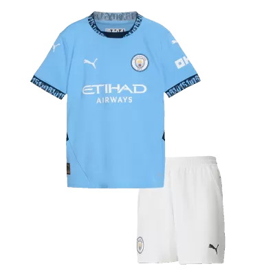 Kid's Manchester City Home Jerseys Kit(Jersey+Shorts) 2024/25 - acejersey