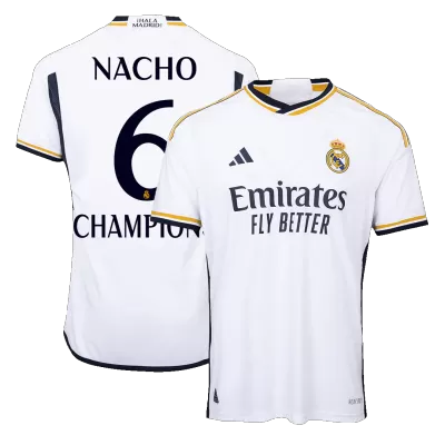 Authentic NACHO #6 CHAMPIONS Real Madrid Home Soccer Jersey 2023/24 - acejersey